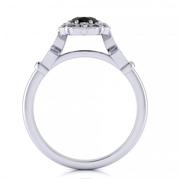 Stephanie Black Diamond Ring - White Gold