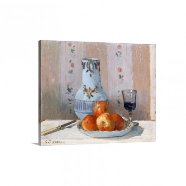 Still Life With Apples And Pitcher By Camille Pissarro Wall Art - Canvas - Gallery Wrap