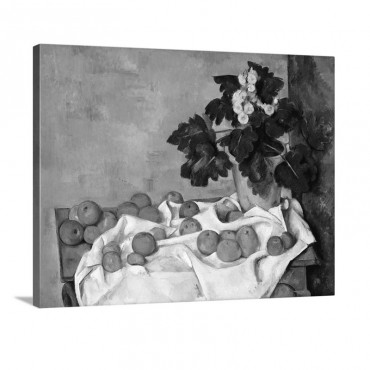 Still Life With Apples And A Pot Of Primroses Wall Art - Canvas - Gallery Wrap
