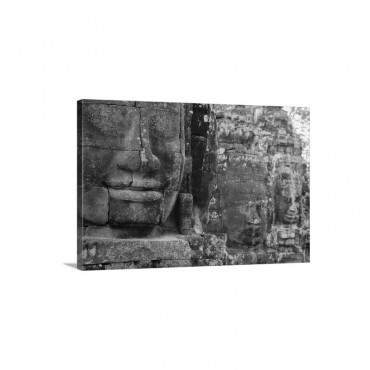 Stone Heads At Bayon Temple Wall Art - Canvas - Gallery wrap