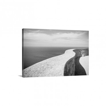 Stone Balustrade And Its Shadow Drawing A Soft Curve Wall Art - Canvas - Gallery Wrap