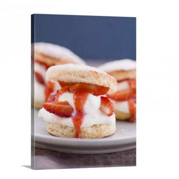 Strawberry Shortcakes On A Plate Wall Art - Canvas - Gallery Wrap