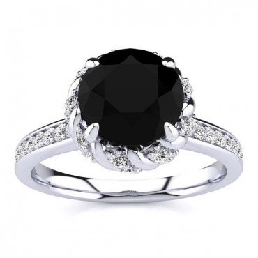 Sultana Black Diamond Ring - White Gold