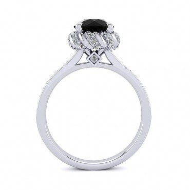 Sultana Black Diamond Ring - White Gold