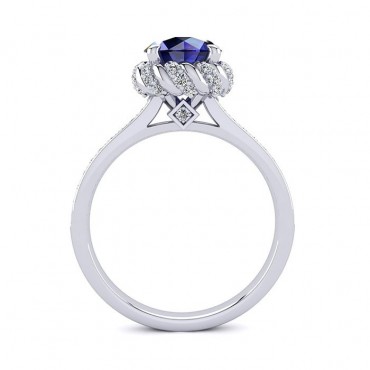 Sultana Blue Sapphire Ring - White Gold