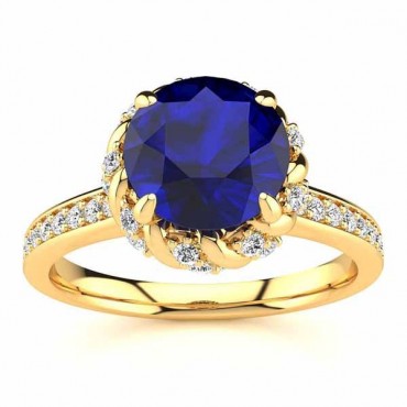 Sultana Blue Sapphire Ring - Yellow Gold
