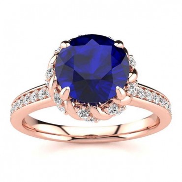 Sultana Blue Sapphire Ring - Rose Gold
