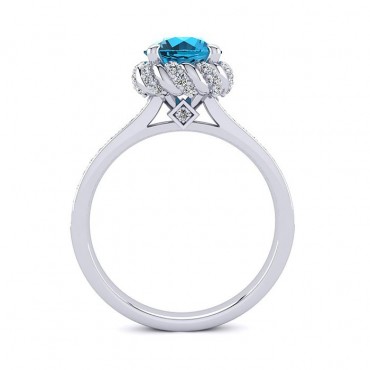 Sultana Blue Topaz Ring - White Gold