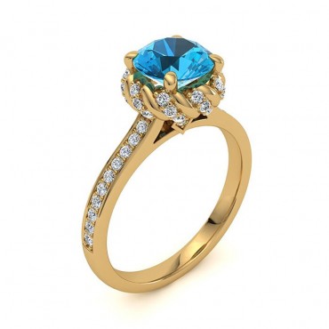 Sultana Blue Topaz Ring - Yellow Gold