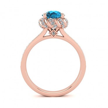 Sultana Blue Topaz Ring - Rose Gold