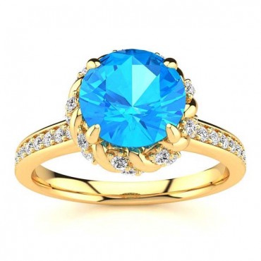 Sultana Blue Topaz Ring - Yellow Gold