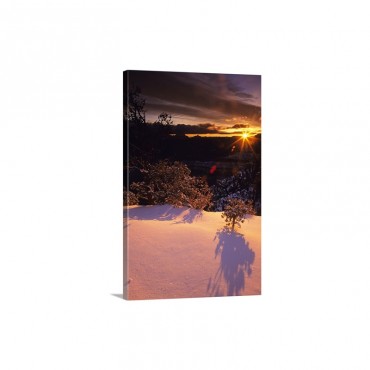 Sunrise On Snow Along The South Rim Of The Grand Canyon Arizona Wall Art - Canvas - Gallery Wrap