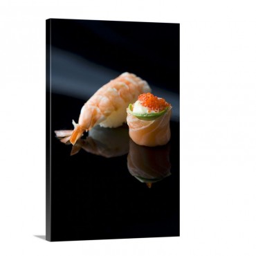 Sushi On Reflective Surface Wall Art - Canvas - Gallery Wrap