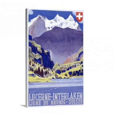 Swiss Alps Lucerne Interlaken Vintage Poster Wall Art - Canvas - Gallery Wrap