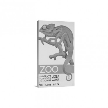 Zoo, Iguana London Bus Route No. 74 Advertising Poster Wall Art - Canvas - Gallery Wrap