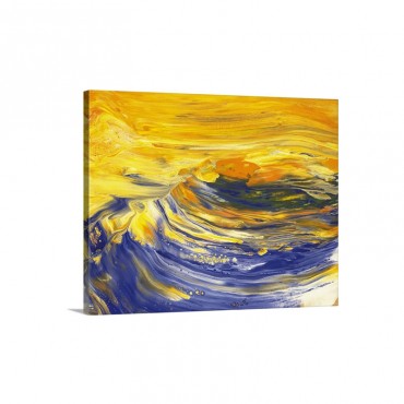 Oil Painting in Yellow and Blue Colors, Front View Wall Art - Canvas - Gallery Wrap
