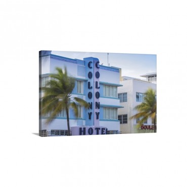 Miami, Miami Beach, South Beach, The Colony Art Deco Hotel on Ocean drive Wall Art - Canvas - Gallery Wrap