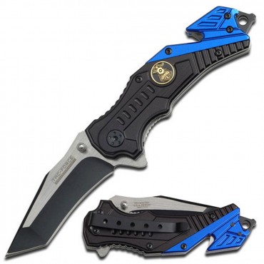 TAC-FORCE Spring Assisted Knife Black And Silver 2 Tone Tanto Blade