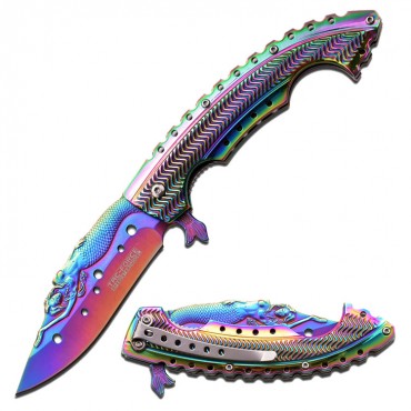 Tac-Force 8.75 in. Stainless Steel Spring Assisted Knife Stamped Mermaid Pattern Blade