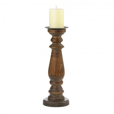 Tall Antique Style Wooden Candle Holder