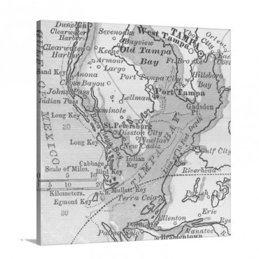 Tampa Bay Vintage Map Wall Art - Canvas - Gallery Wrap