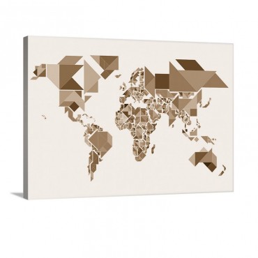 Tangram Abstract World Map Wall Art - Canvas - Gallery Wrap