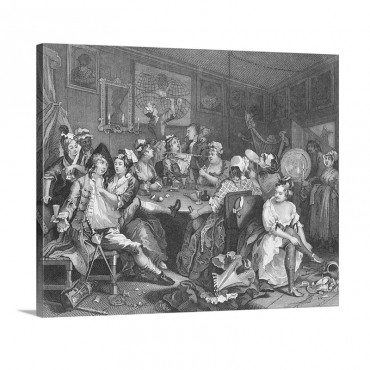 Tavern Scene From The series A Rake's Progress By William Hogarth Wall Art - Canvas - Gallery Wrap