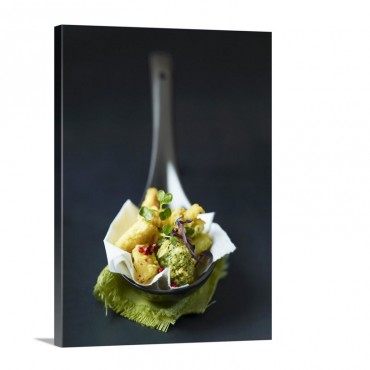 Tempura With Cress On A Spoon Wall Art - Canvas - Gallery Wrap