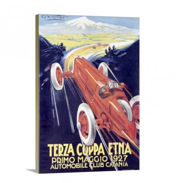 Terza Coppa Etna Auto Road Rally Vintage Poster By Franco Codognato Wall Art - Canvas - Gallery Wrap