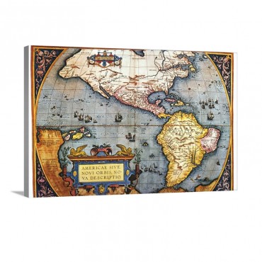 The Americas 1587 Map By Abraham Ortelius Wall Art - Canvas - Gallery Wrap