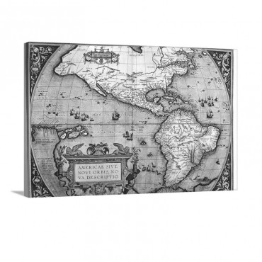 The Americas 1587 Map By Abraham Ortelius Wall Art - Canvas - Gallery Wrap