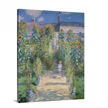 The Artist's Garden At Vetheuil By Claude Monet 1880 Wall Art - Canvas - Gallery Wrap