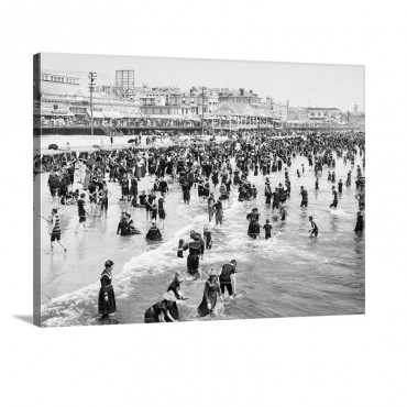 The Beach At Atlantic City New Jersey Vintage Photograph Wall Art - Canvas - Gallery Wrap
