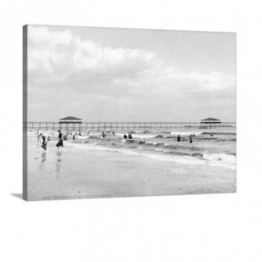The Beach At Old Orchard Maine Vintage Photograph Wall Art - Canvas - Gallery Wrap