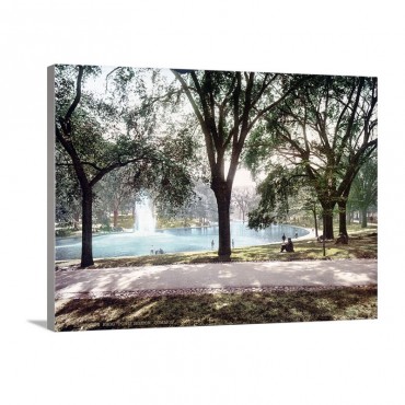 The Frog Pond Boston Common Massachusetts Vintage Photograph Wall Art - Canvas - Gallery Wrap
