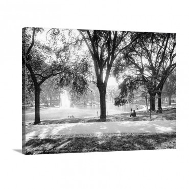 The Frog Pond Boston Common Massachusetts Vintage Photograph Wall Art - Canvas - Gallery Wrap