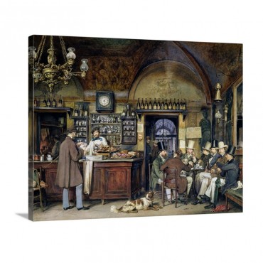 The Greek Cafe In Rome 1856 Wall Art - Canvas - Gallery Wrap
