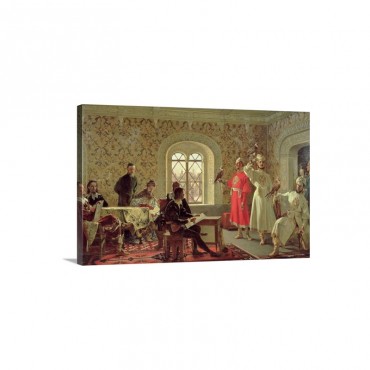 The Italian Ambassador Calvuci Drawing The Falcons Of Tsar Alexei Mikhailovich 1629 76 Wall Art - Canvas - Gallery Wrap