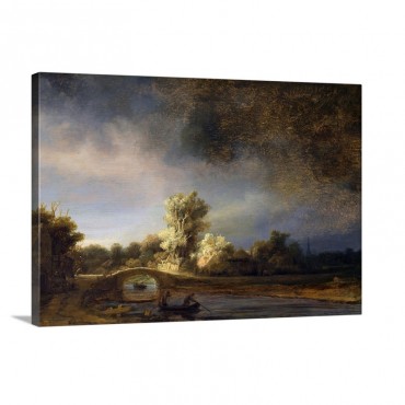 The Stone Bridge By Rembrandt Harmensz Van Rijn Wall Art - Canvas - Gallery Wrap