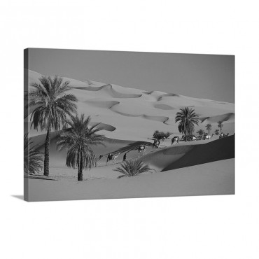 The Caravan Travels Amongst The Dunes And Palm Trees Of The Sahara Wall Art - Canvas - Gallery Wrap