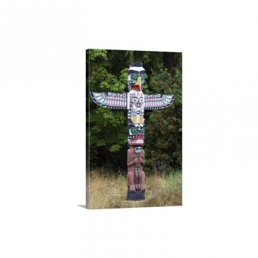 Totem Pole Located In Stanley Park At Vancouver British Columbia Canada - Canvas - Gallery Wrap