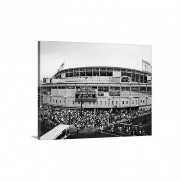 Tourists Outside A Baseball Stadium At Opening Night Wrigley Field Chicago Wall Art - Canvas - Gallery Wrap