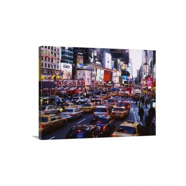 Traffic On A Road In A City Times Square Manhattan New York City New York State Wall Art - Canvas - Gallery Wrap