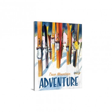 True Mountain Adventure Vintage Advertising Poster Wall Art - Canvas - Gallery Wrap