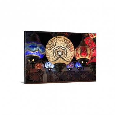 Turkey Central Anatolia Nevsehir Province Uchisar Colorful Glass Mosaic Lamps Wall Art - Canvas - Gallery Wrap