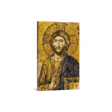Turkey Istanbul Mosaic Of Christ Pantocrator In Haghia Sophia Mosque Wall Art - Canvas - Gallery Wrap