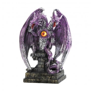 Two Headed Purple Dragon Statue