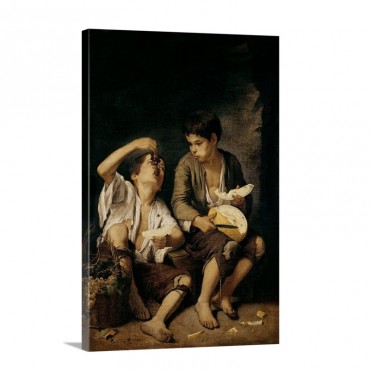 Two Children Eating A Melon And Grapes 1645 46 Wall Art - Canvas - Gallery Wrap
