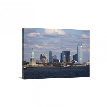 USA New York City Skyline With Statue Of Liberty Wall Art - Canvas - Gallery Wrap