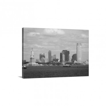 USA New York City Skyline With Statue Of Liberty Wall Art - Canvas - Gallery Wrap